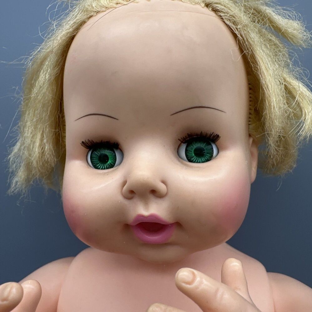 Horseman 1969 Thirstee Thirsty Walker Doll Baby 21" Toddler Blonde Green Eyes